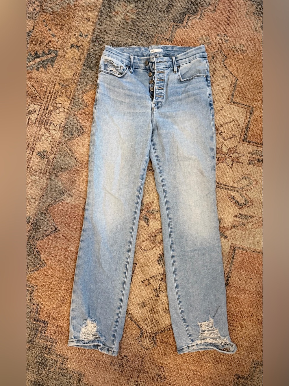 Good American Light Blue High-Rise Skinny Jeans with Button-Fly